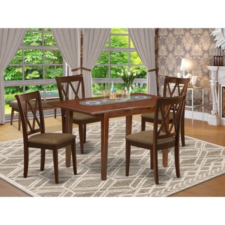 East West Furniture 5 Piece Picasso Dining Set - Mahogany PSCL5-MAH-C